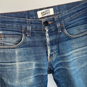 Naked & Famous Super Guy Natural Indigo Selvedge Size 32 Raw Denim 12.5oz